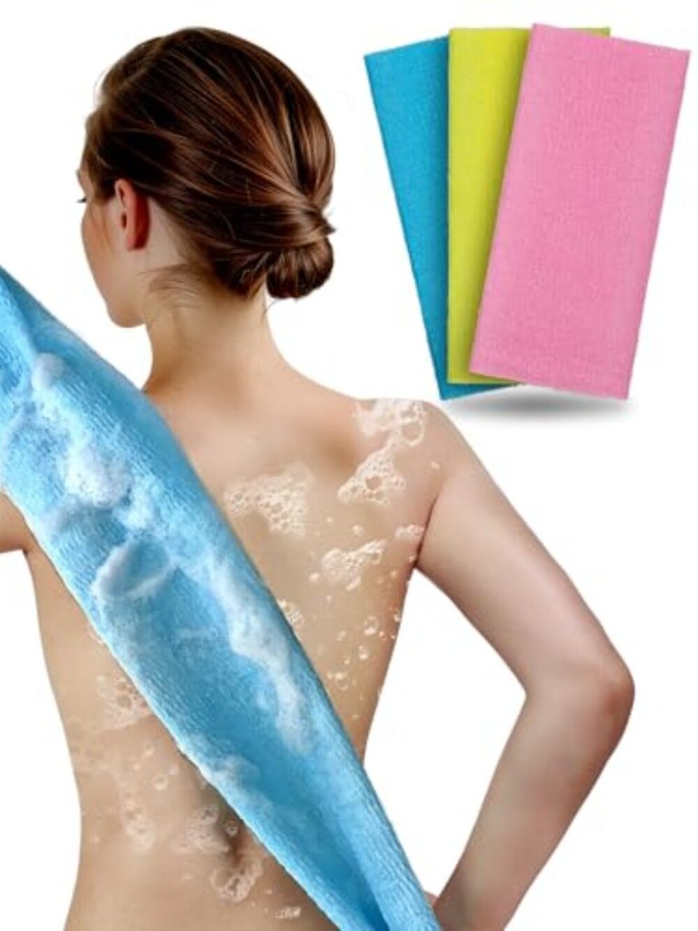 New - Exfoliating Washcloth Body Scrubber 35-Inch Japanese & Korean